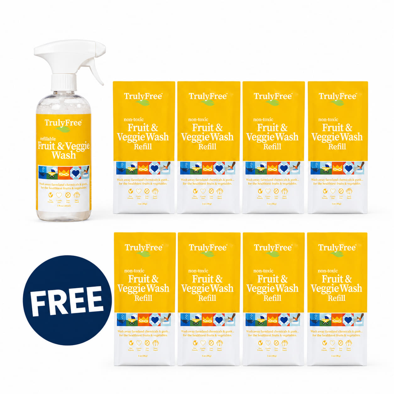 Truly Free Home Fruit & Veggie Wash Buy 4 Get 4 FREE | Wash Away More Than Dirt