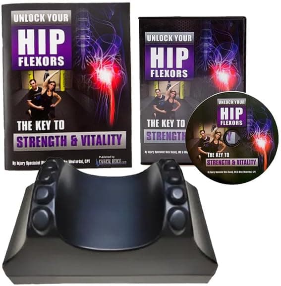 Psoas Therapy Tool with Unlock Your Hip Flexors DVD & Manual Bundle - Psoas Stretching & Muscle Relief for Lower Back Pain, Sciatica Relief, Tight HIPS, & Thigh Strengthening
