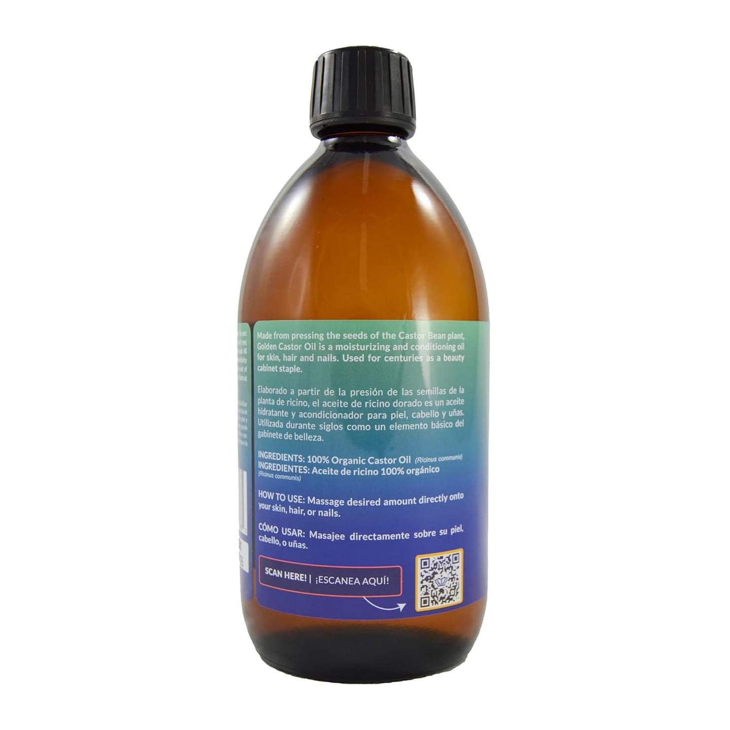 QUEEN OF THE THRONES Organic Golden Castor Oil - 16.9oz | 100% Pure & COLD PRESSED for Hair, Skin & Nails | Hexane Free | USDA Certified