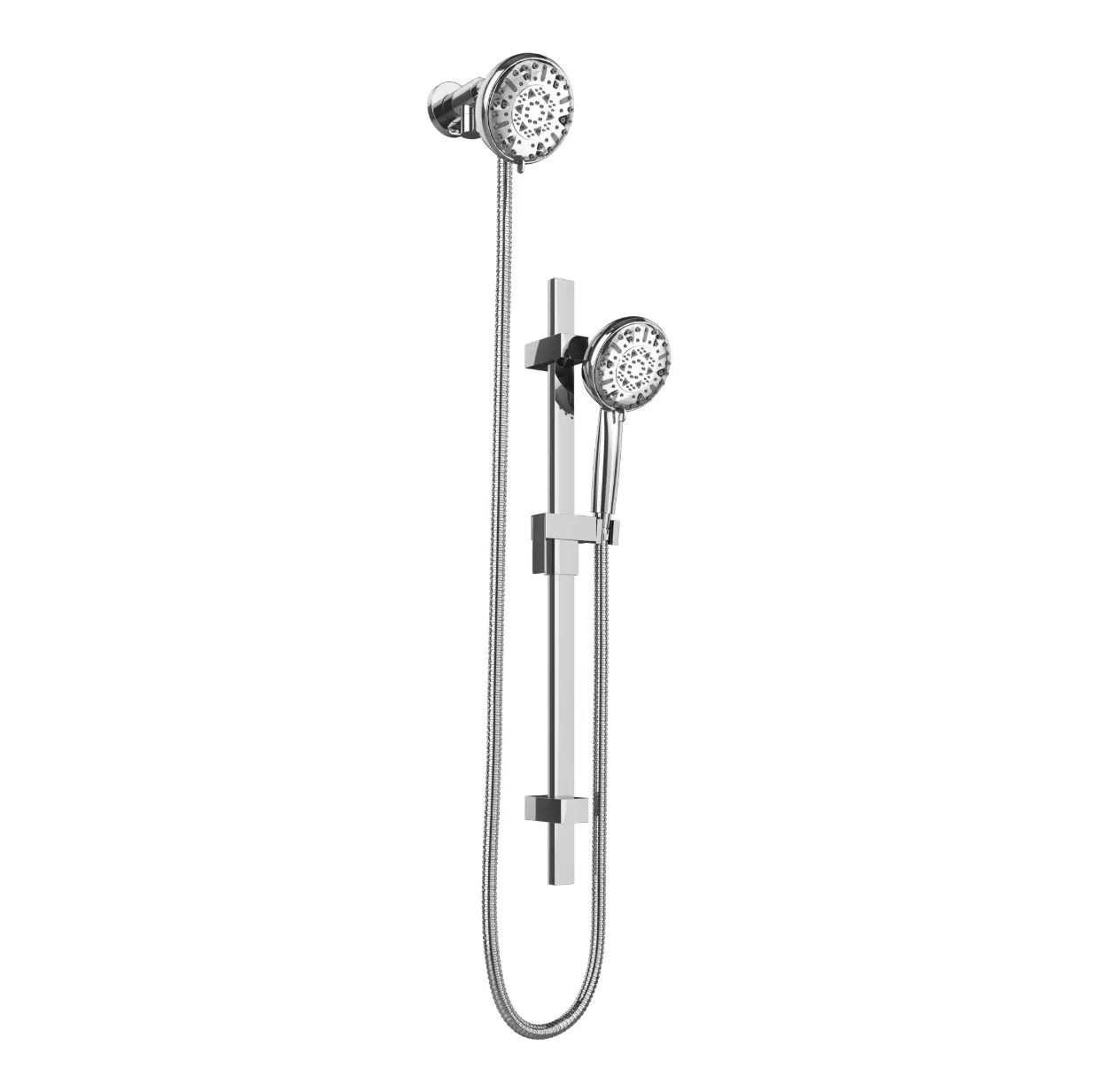Retreat 4-in Multi-function Showerhead Shower System with Slide Bar and Multi-function Handshower Chrome 1.8 GPM