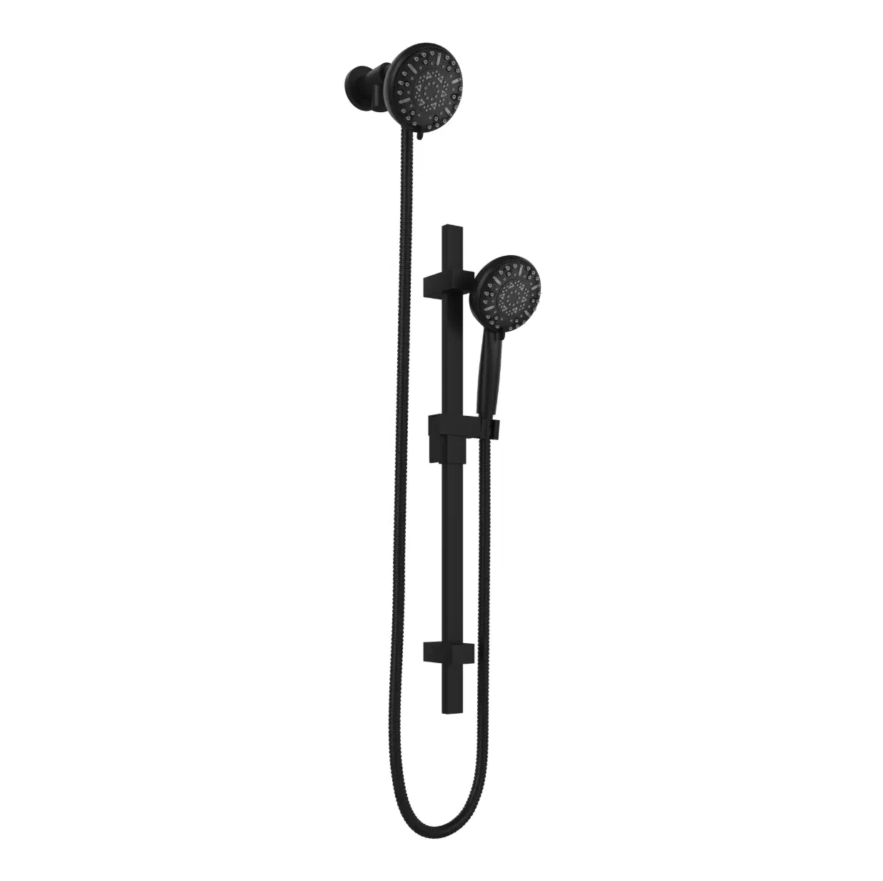 Retreat 4-in Multi-function Showerhead Shower System with Slide Bar and Multi-function Handshower Matte Black 1.8 GPM