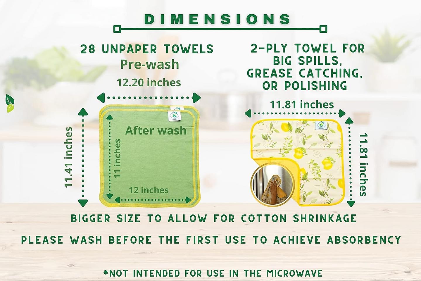 Reusable Paper Towels Washable Roll 29 Pack 12x11in, Reusable Baby Wipes, Washable Paper Towels Cloth, Paperless Paper Towels, Eco Friendly Paper Towels, Cloth Paper Towels, Reusable Napkins 28 Count (Pack of 1) BeachScape