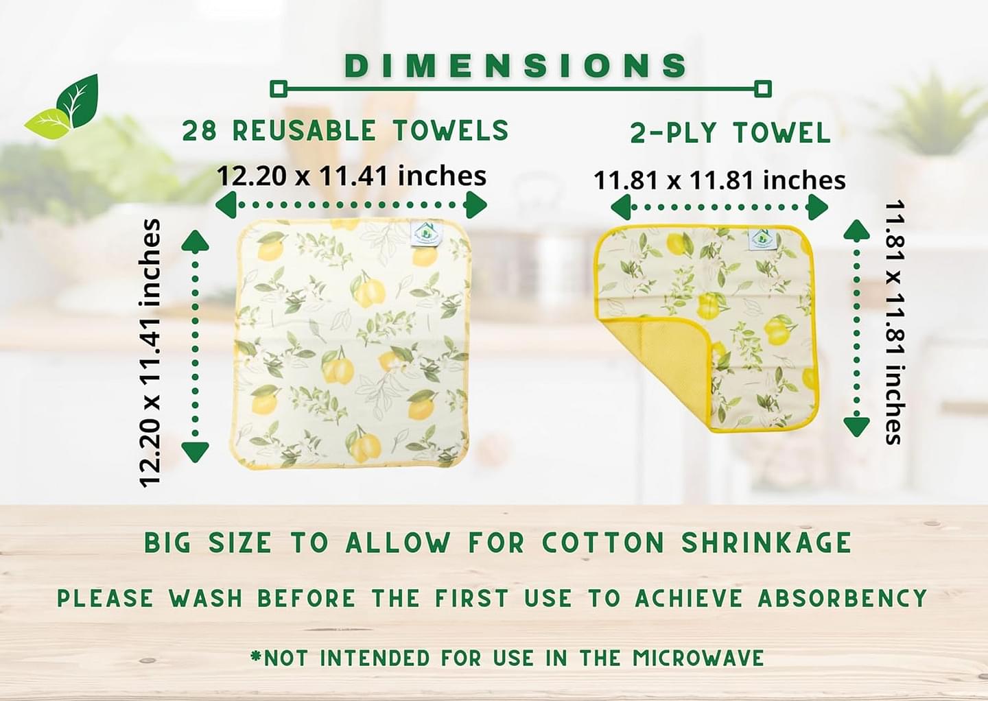 Reusable Paper Towels Washable Roll 29 Pack 12x11in, Washable Paper Towels Cloth, Paperless Paper Towels, Cloth Paper Towels Reusable Washable, Reusable Napkins, Paper Towel Alternative, Zero Waste 28 Count (Pack of 1) Lemons & Flowers