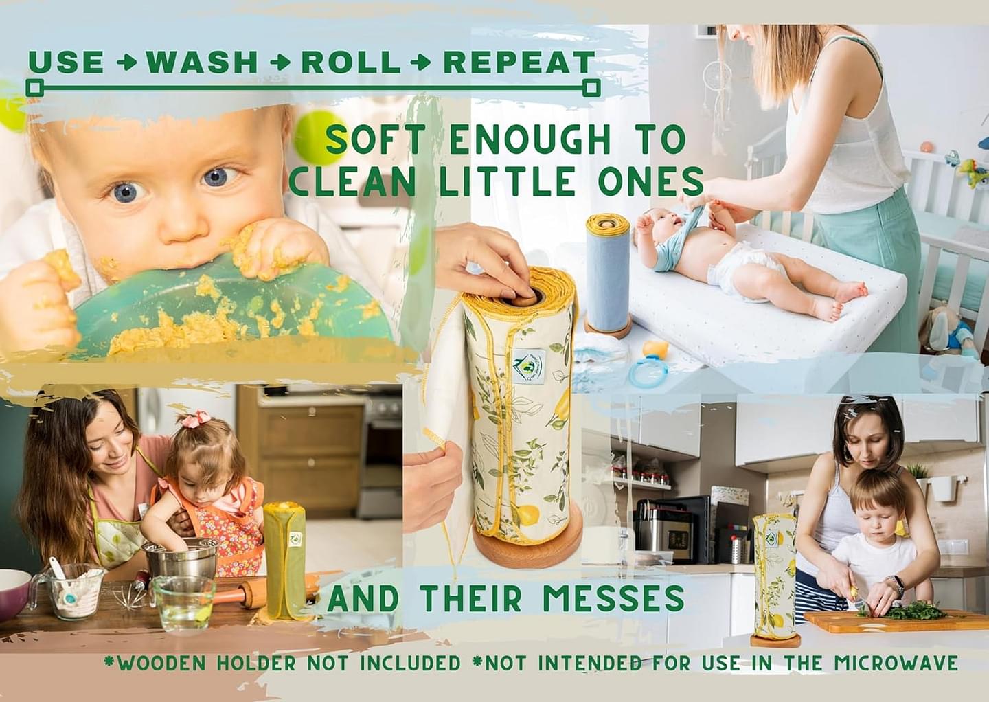 Reusable Paper Towels Washable Roll 29 Pack 12x11in, Washable Paper Towels Cloth, Paperless Paper Towels, Cloth Paper Towels Reusable Washable, Reusable Napkins, Paper Towel Alternative, Zero Waste 28 Count (Pack of 1) Lemons & Flowers