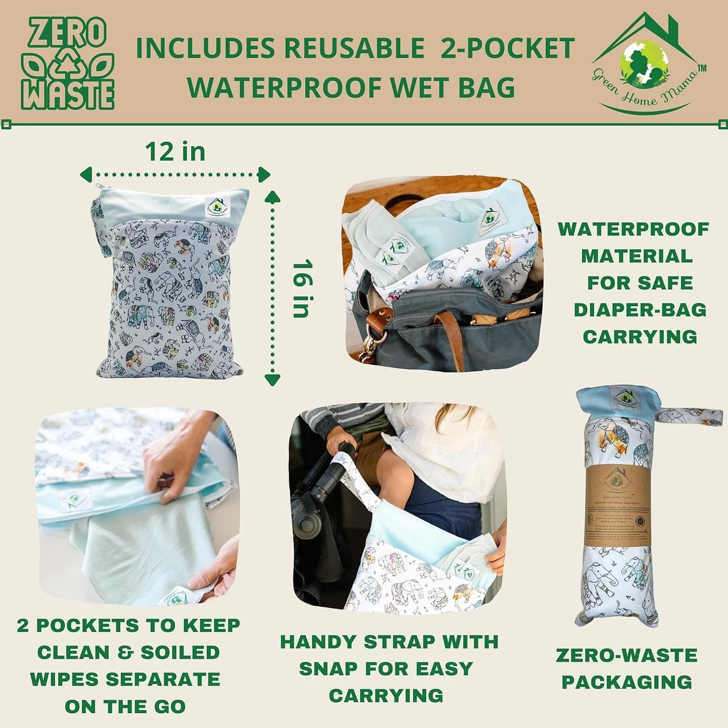 Reusable Paper Towels Washable Roll 29Pack, Reusable Baby Wipes, Washable Paper Towels Cloth, Cloth Paper Towels Reusable Washable, Paperless Paper Towels Alternative, Zero Waste Wet Bag & Wash Cloth Blue Skies