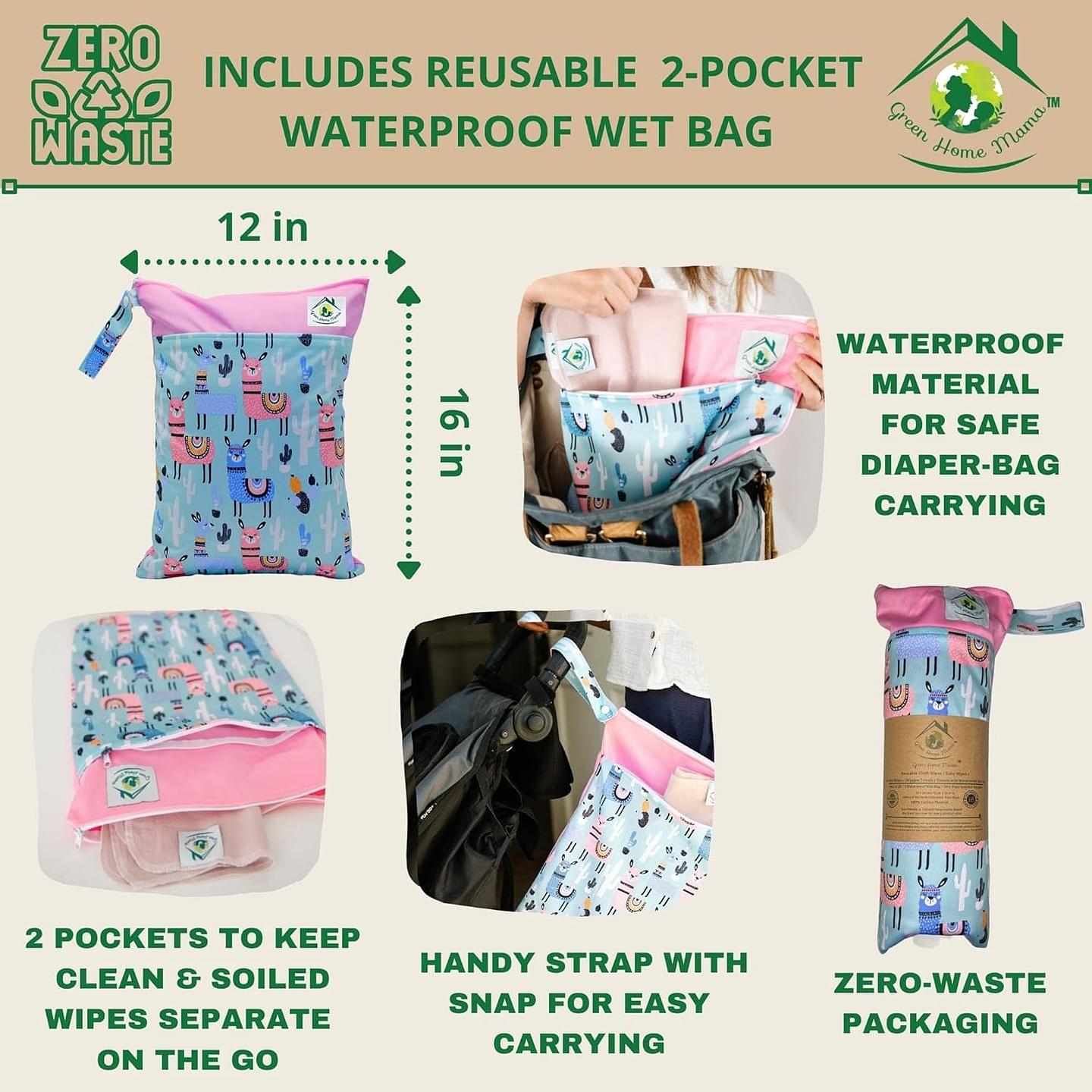 Reusable Paper Towels Washable Roll 29Pack, Reusable Baby Wipes, Washable Paper Towels Cloth, Cloth Paper Towels Reusable Washable, Paperless Paper Towels Alternative, Zero Waste Wet Bag & Wash Cloth Rose Blush