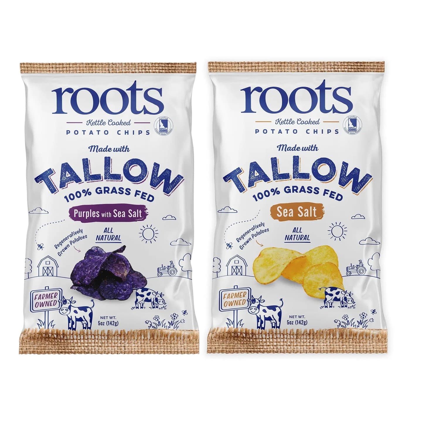 Best Sellers Bundle! Tallow Sea Salt & Purple Sea Salt Kettle Cooked Potato Chips 