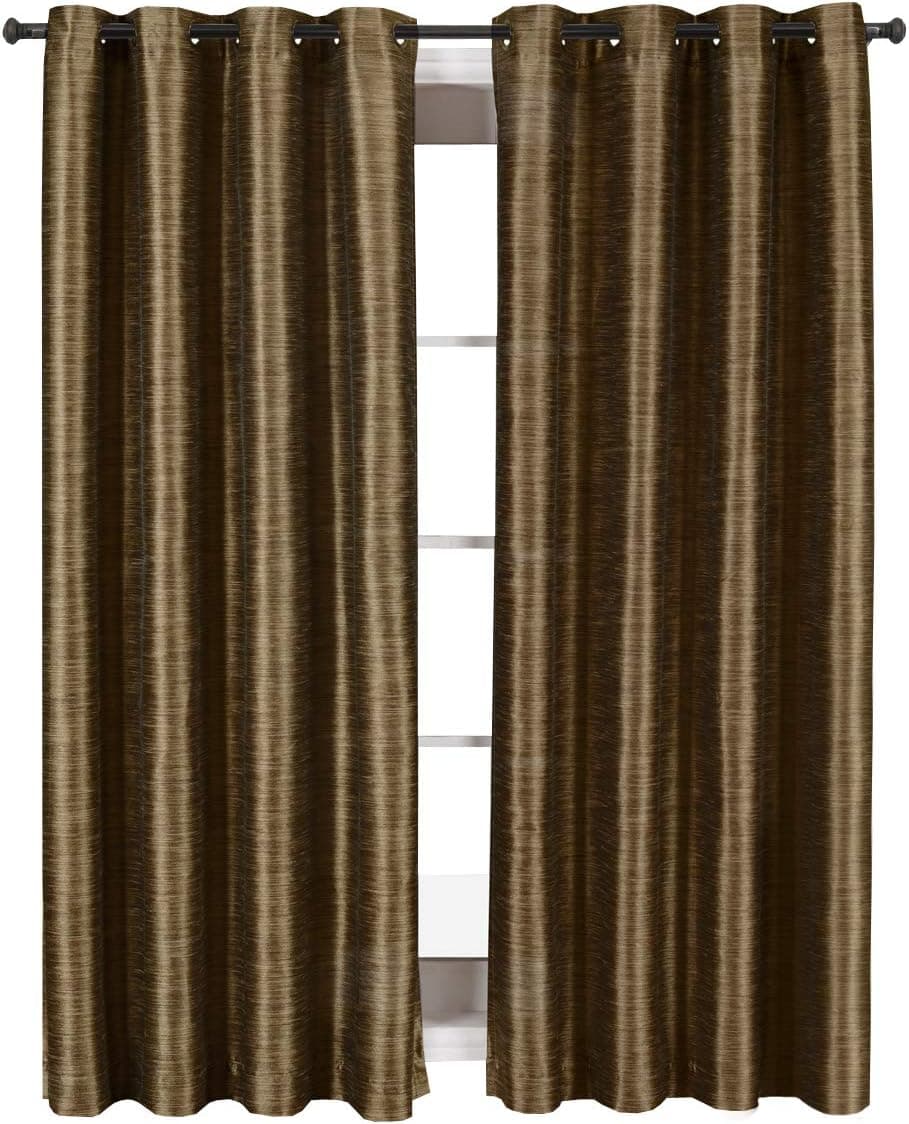 Royal Tradition Geneva 52-Inch Wide x 108-Inch Long, Single Grommet Top Blackout Curtain Panel, Coffee 52-Wx108"-L Coffee