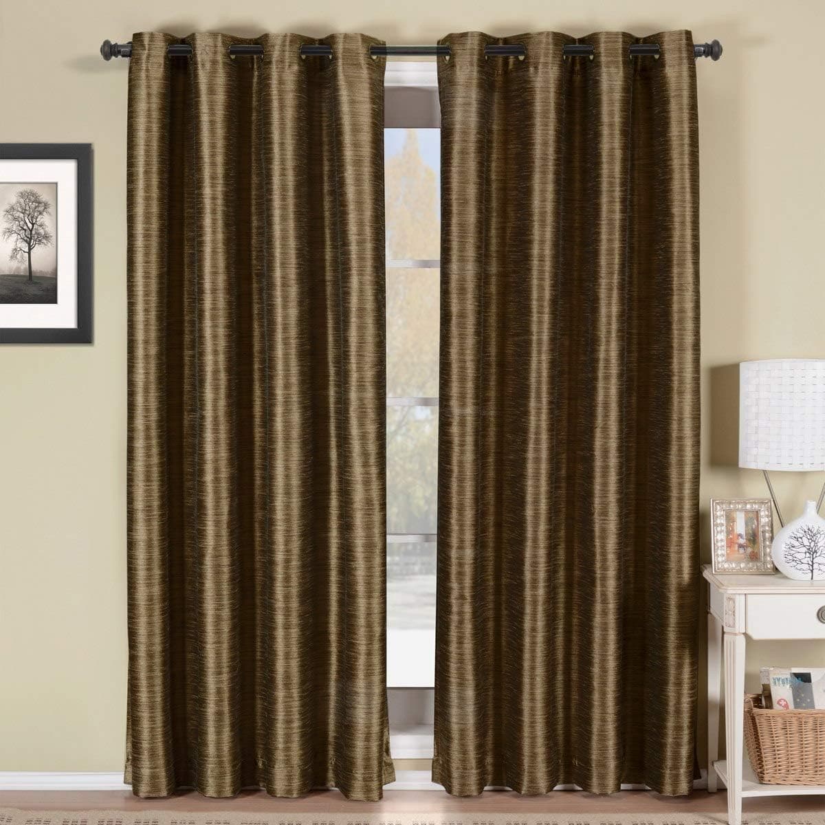 Royal Tradition Geneva 52-Inch Wide x 108-Inch Long, Single Grommet Top Blackout Curtain Panel, Coffee 52-Wx108"-L Coffee