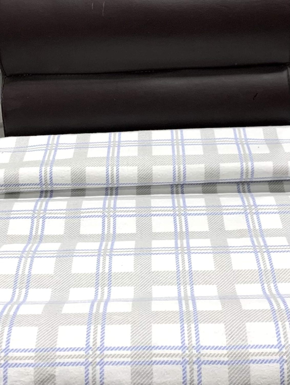 Royal Tradition Heavyweight Flannel, 100-Percent Cotton Full 4PC Bed Sheets Set, Grey Check Print, 170 GSM Full Grey Check