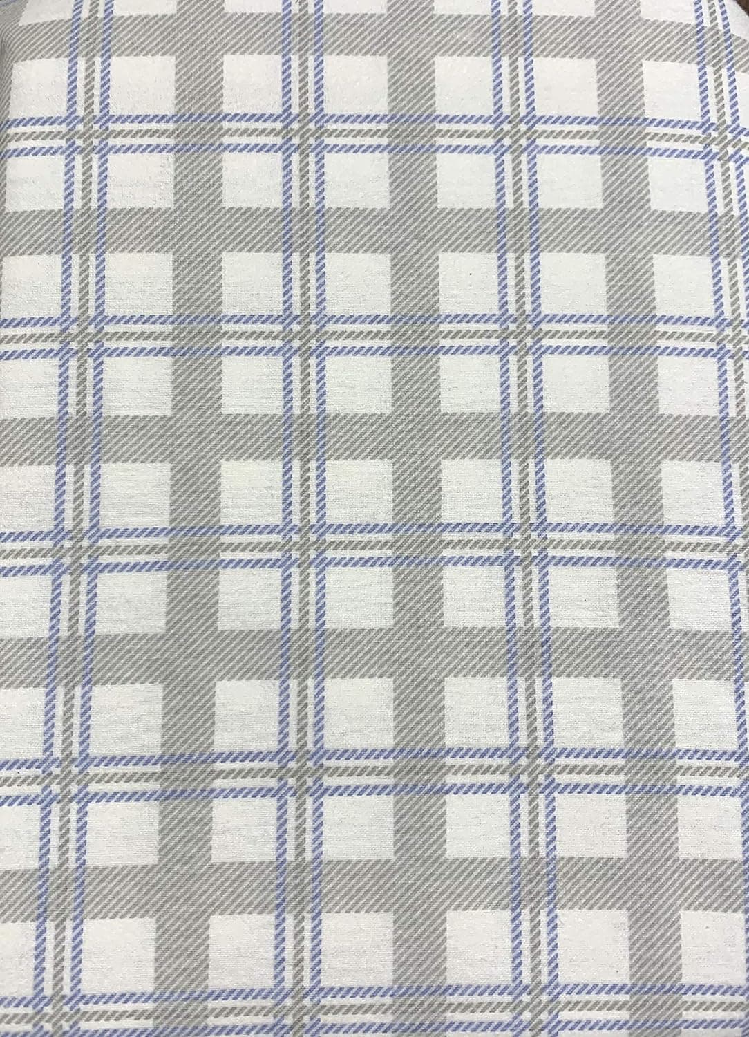 Royal Tradition Heavyweight Flannel, 100-Percent Cotton Full 4PC Bed Sheets Set, Grey Check Print, 170 GSM Full Grey Check