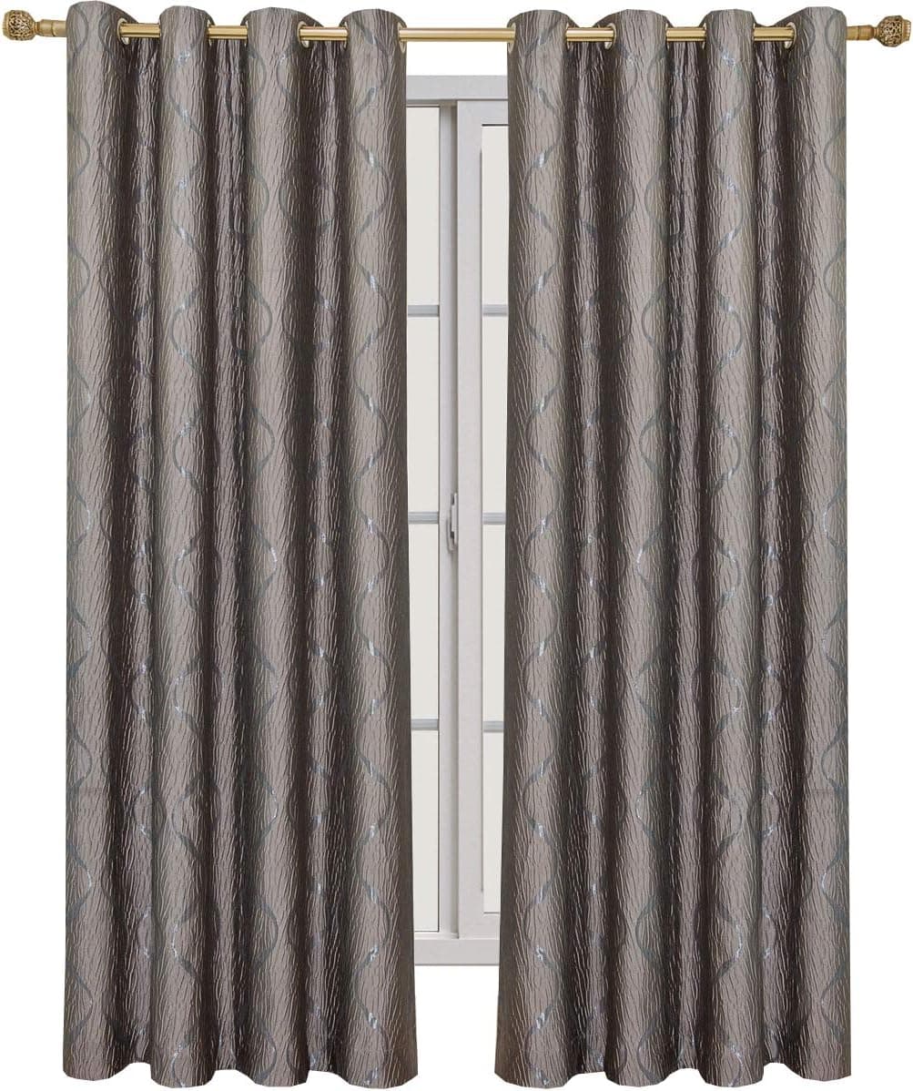 Royal Tradition Laguna 104-Inch Wide x 84-Inch Long, Jacquard Set of 2 Grommet Top Curtains, Taupe 104-Wx84"-L Taupe