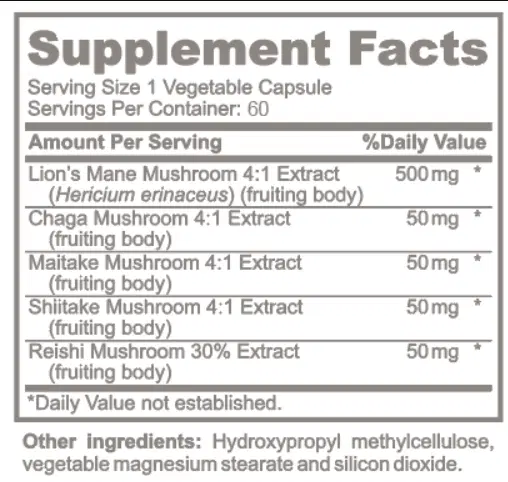 Mushroom Immune Complex | 60 Count | Antioxidant & Stress Resilience Boost, Broad‑Spectrum Adaptogens