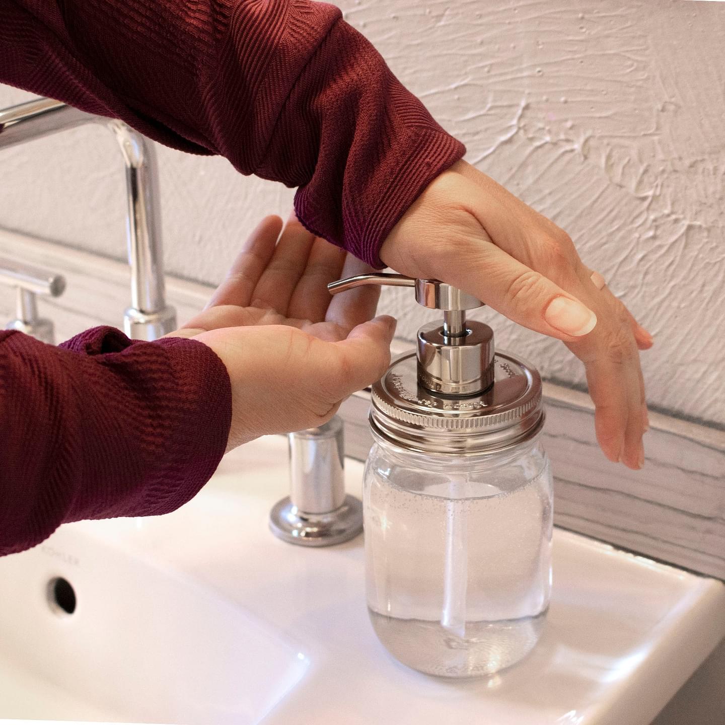 Satin / Brushed Finish Soap Pump Dispensers for Mason Jars