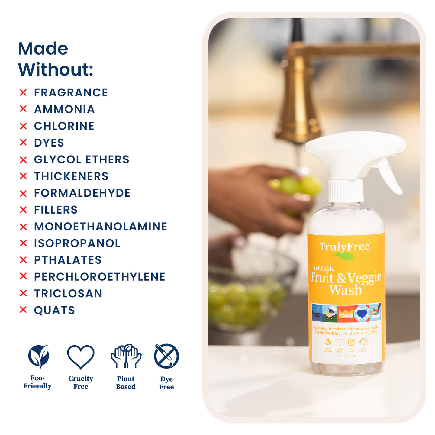 Truly Free Home Fruit & Veggie Wash Buy 4 Get 4 FREE | Wash Away More Than Dirt