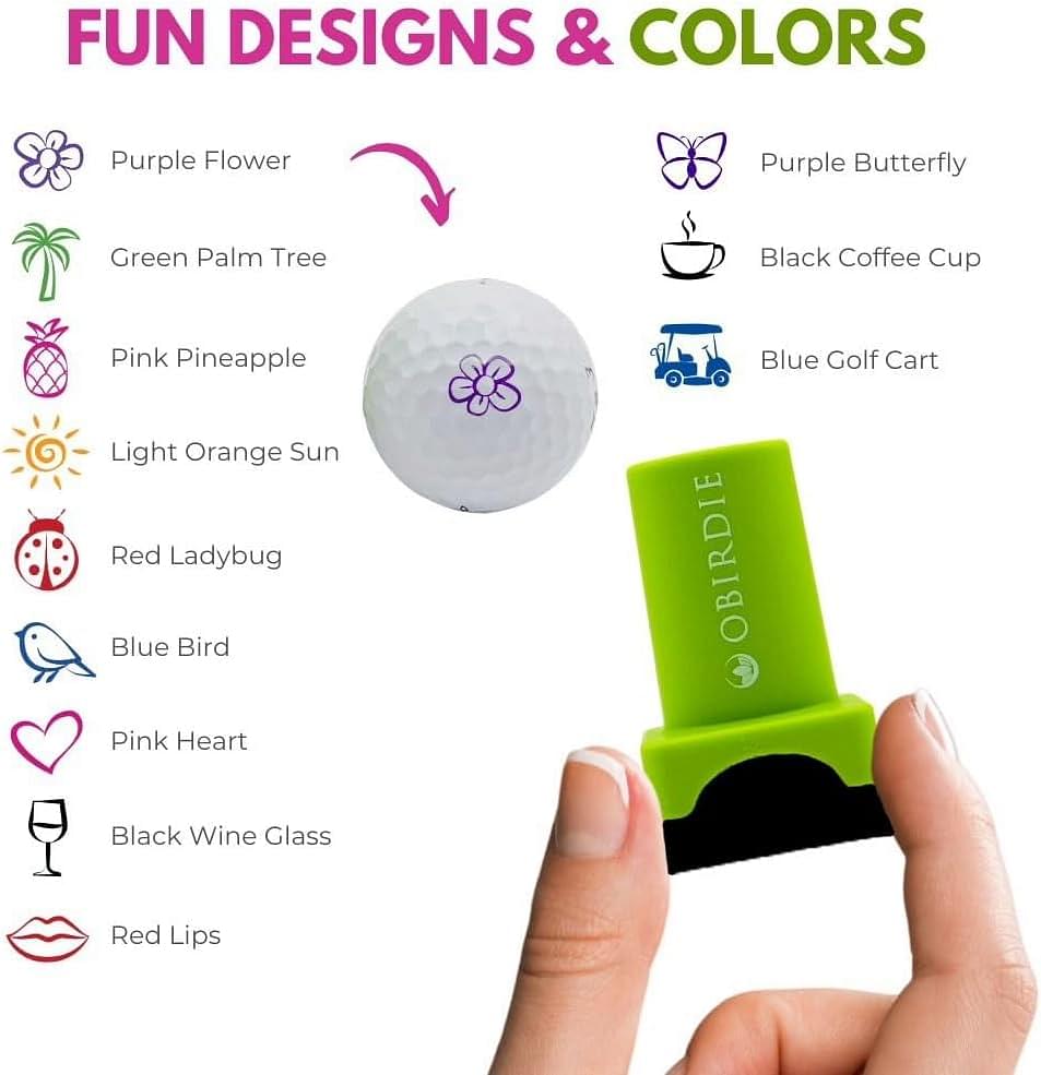 Self-Inking Golf Ball Stamp | Chic & Fun Golf Ball Stamper | Fast-Drying, Waterproof Golf Ball Marker Stamp | Reusable Golf Accessories for Women | Golfer Gifts | Golf Gadgets Birdie