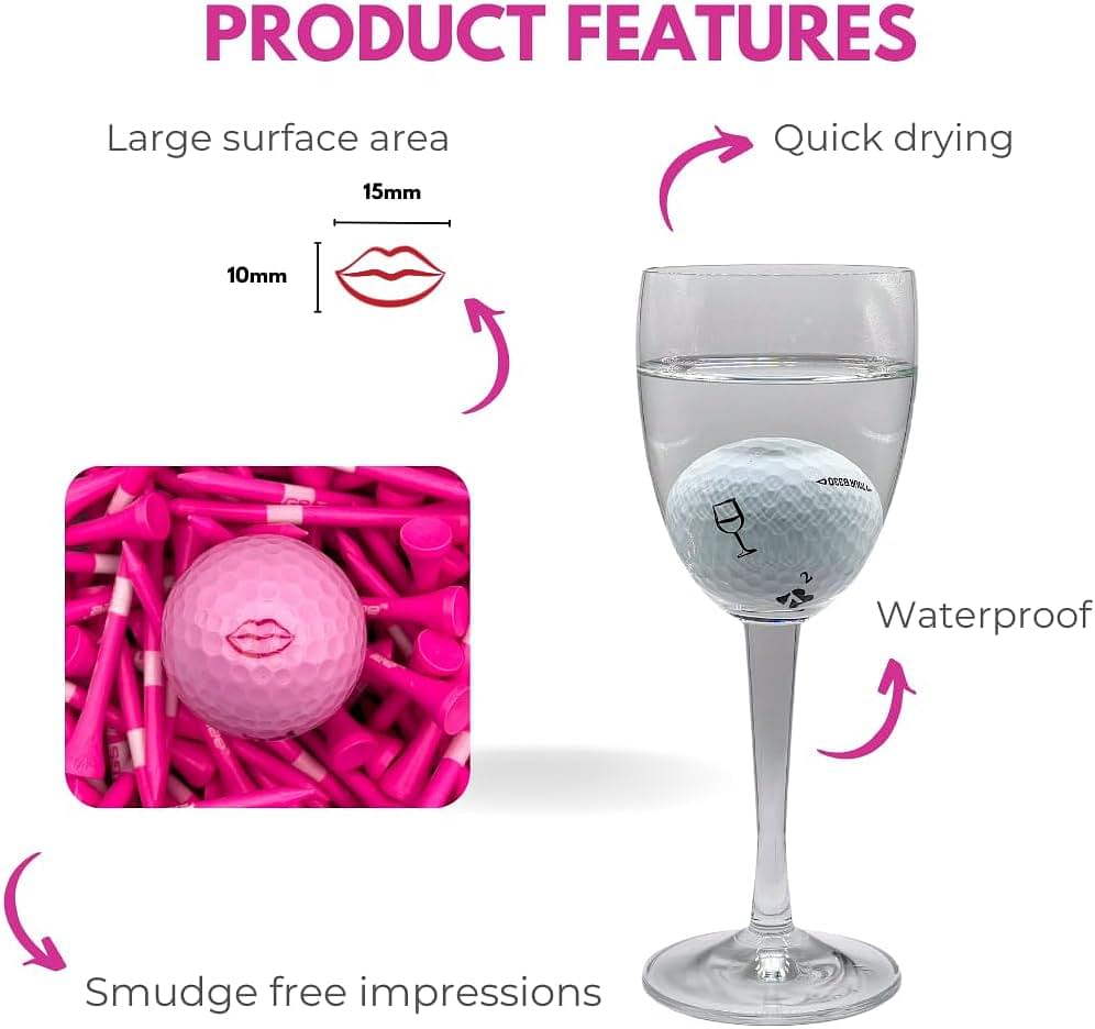 Self-Inking Golf Ball Stamp | Chic & Fun Golf Ball Stamper | Fast-Drying, Waterproof Golf Ball Marker Stamp | Reusable Golf Accessories for Women | Golfer Gifts | Golf Gadgets Wine Glass