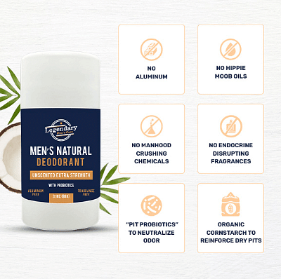 Unscented Deodorant For Sensitive Pits - Men's Natural Deodorant - Aluminum Free - Fragrance Free & Scent Free