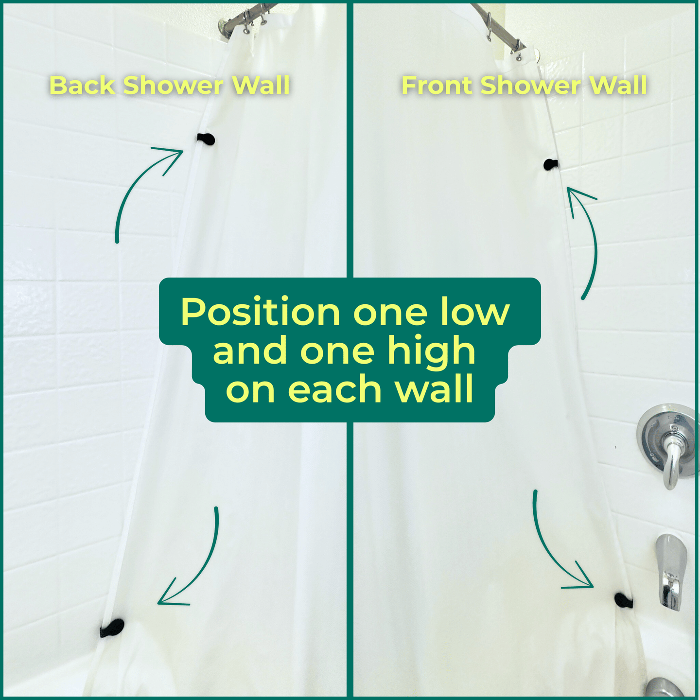 Shower Curtain Keeper 4 pack Black - 2 pack