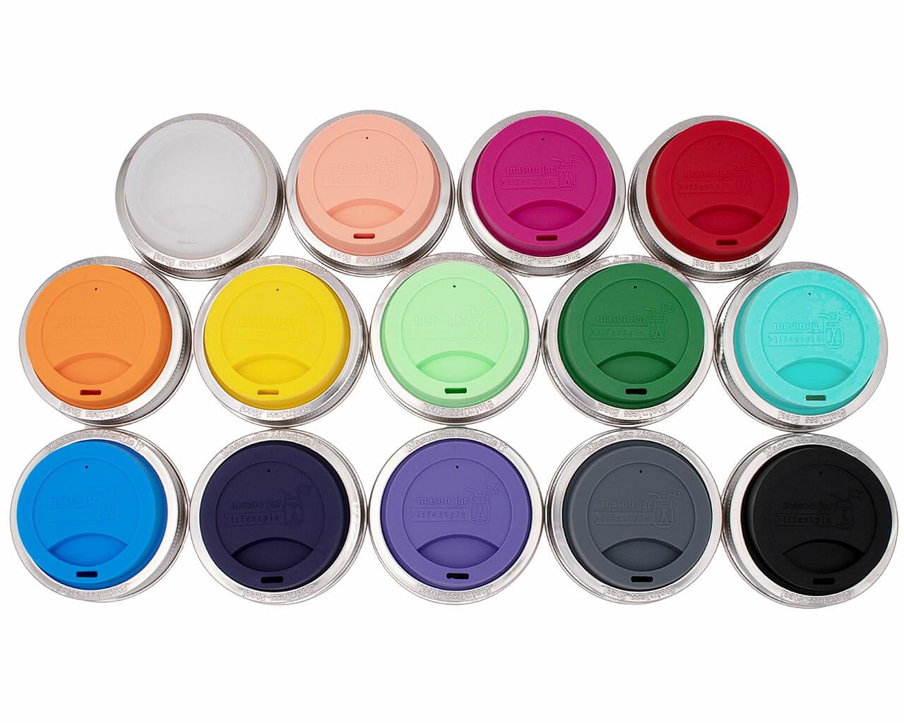 Silicone Drinking Lid with Stainless Steel Band for Mason Jars