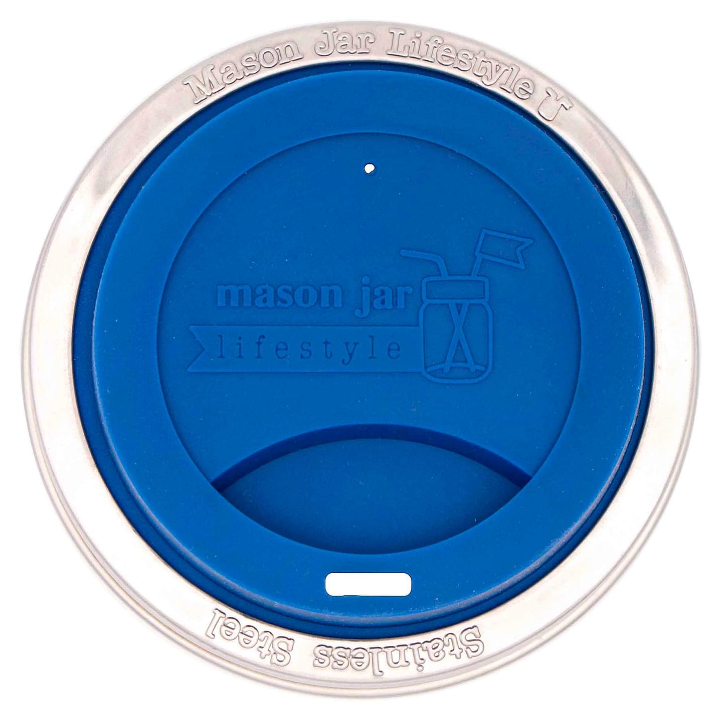 Silicone Drinking Lid with Stainless Steel Band for Mason Jars