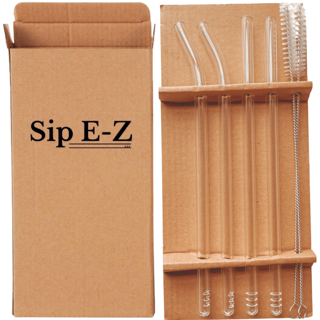 Slotted Glass Straw Set - 4pk