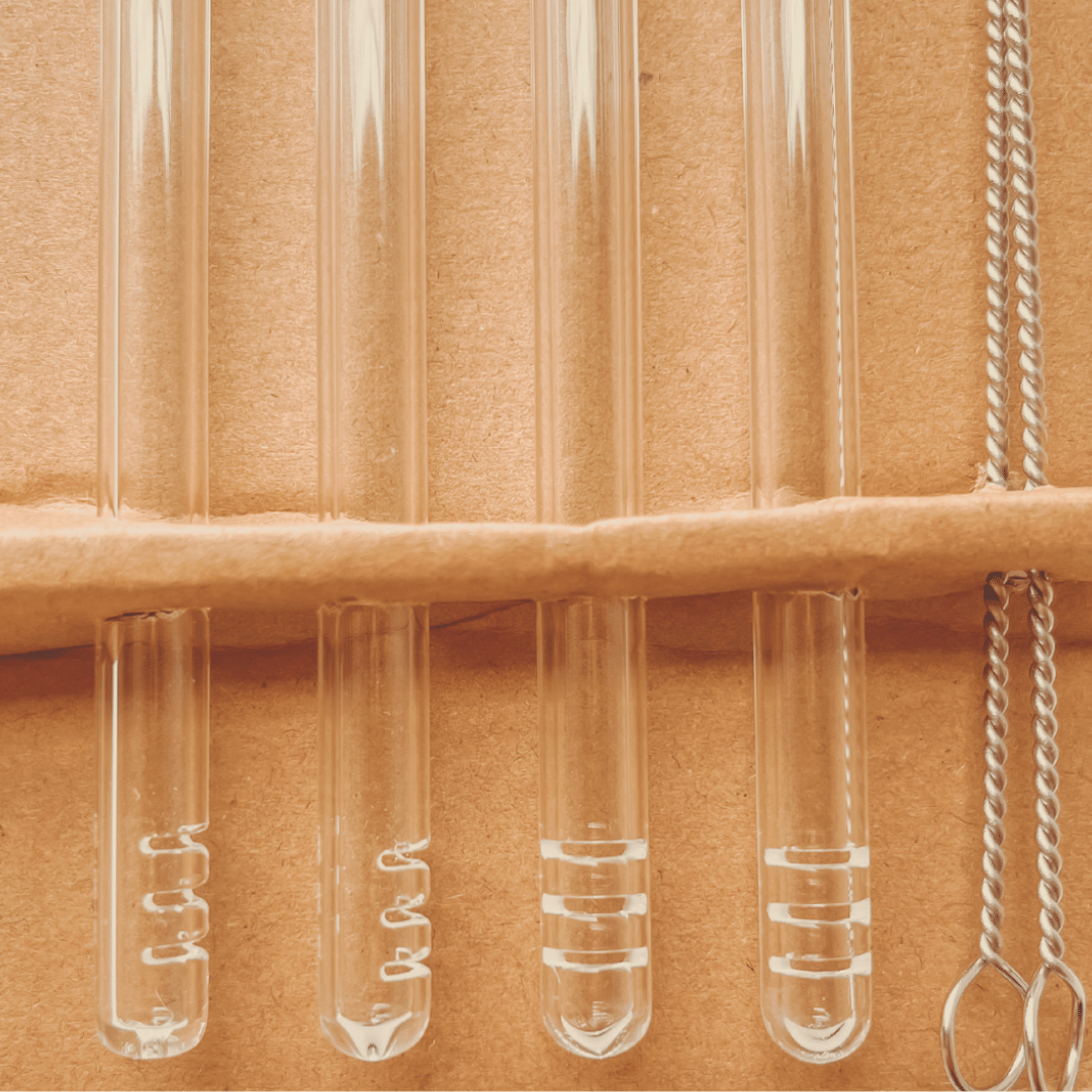 Slotted Glass Straw Set - 4pk