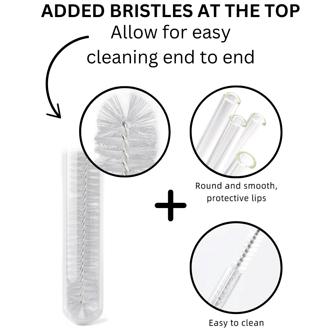 Slotted Glass Straw Set - 4pk