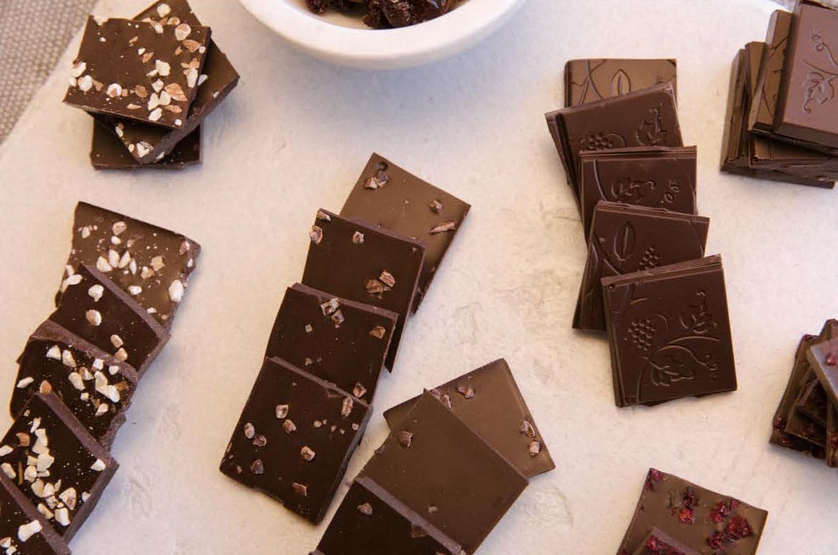 Smoked Salt and Cocoa Nibs Dark Chocolate Bar - Premium 65% Dark Chocolate with Smoked Salt, Cocoa Nibs and WellVine Chardonnay Marc Infusion  5 Key Highlights