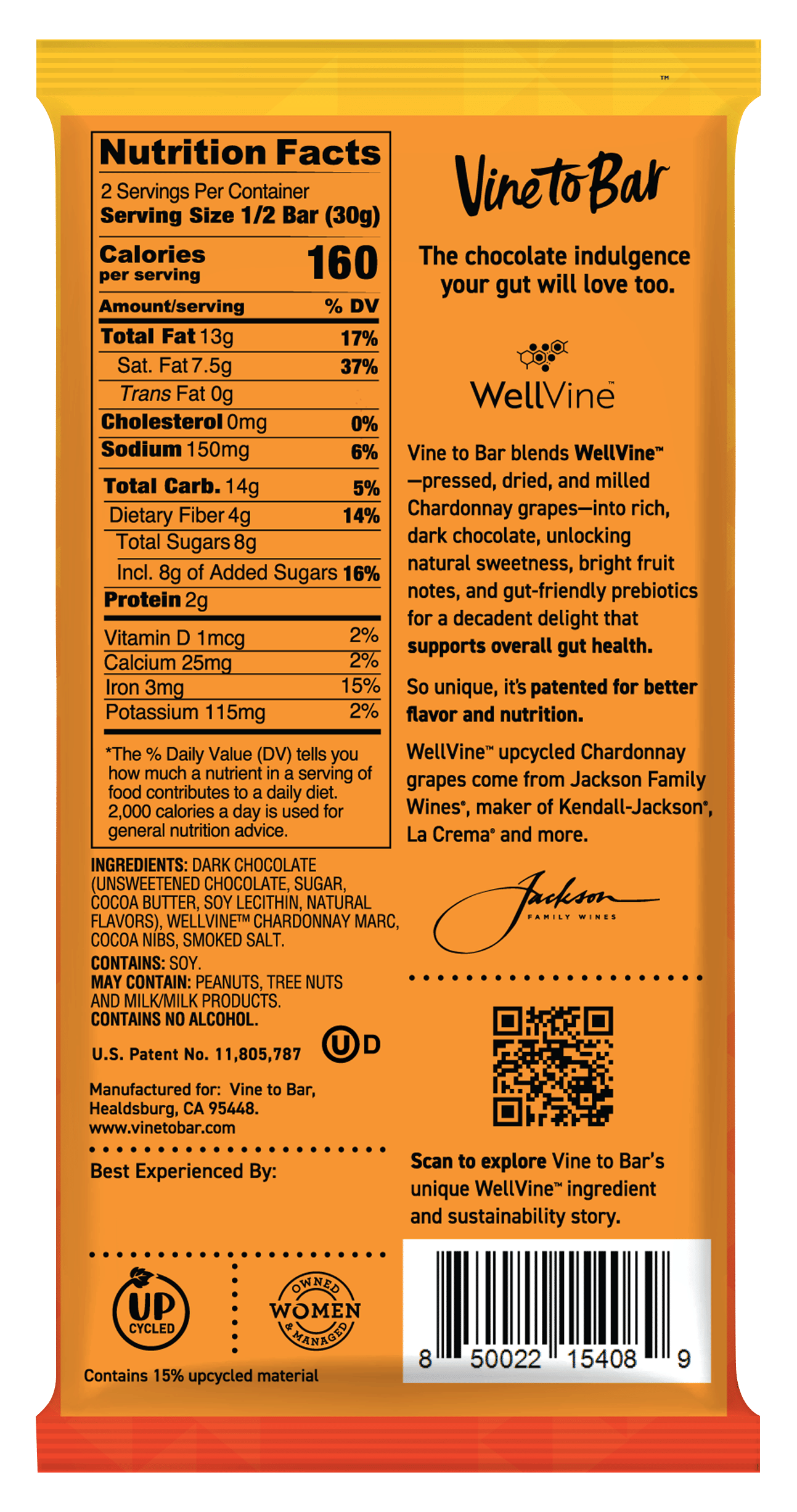 Smoked Salt and Cocoa Nibs Dark Chocolate Bar - Premium 65% Dark Chocolate with Smoked Salt, Cocoa Nibs and WellVine Chardonnay Marc Infusion  5 Key Highlights