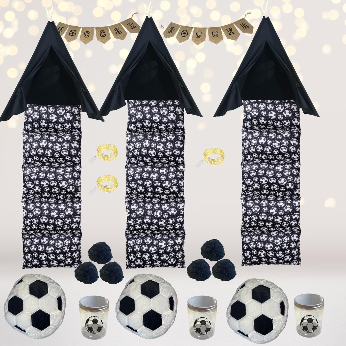 Soccer Sleepover Party Set, Tee Pee Soccer Birthday Party Box