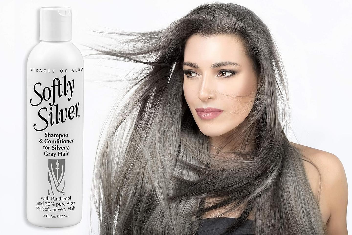 Softly Silver Shampoo Improved Conditioning formula for Gray Hair, 2 in 1 Purple Restorative Hair Wash for Mature Hair, Adds Luster, Bounce & Body, with Panthenol and 20% Pure UltraAloe