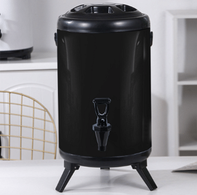 SOGA 2X 10L Stainless Steel Insulated Milk Tea Barrel Hot and Cold Beverage Dispenser Container with Faucet Black