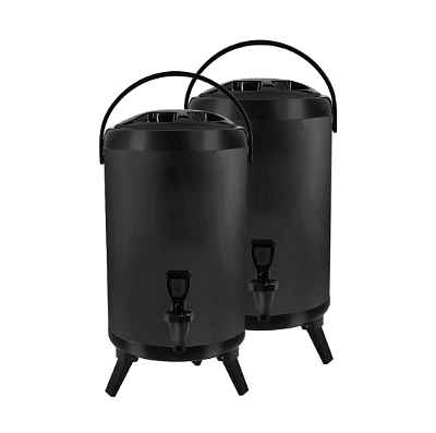 SOGA 2X 10L Stainless Steel Insulated Milk Tea Barrel Hot and Cold Beverage Dispenser Container with Faucet Black