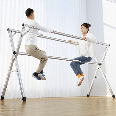 SOGA 2X 2.0m Portable Standing Clothes Drying Rack Foldable Space-Saving Laundry Holder 3 Poles