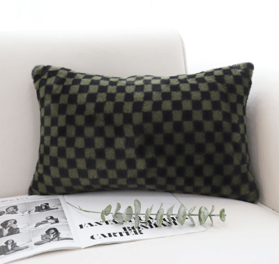 SOGA 2X 30cm Urban Light Luxury Dark Green Checkered Lumbar Throw Pillow