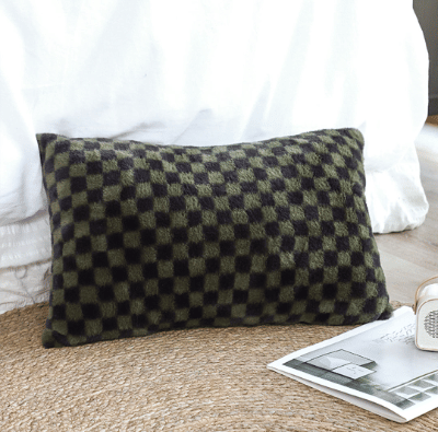 SOGA 2X 30cm Urban Light Luxury Dark Green Checkered Lumbar Throw Pillow