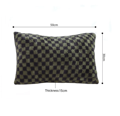 SOGA 2X 30cm Urban Light Luxury Dark Green Checkered Lumbar Throw Pillow