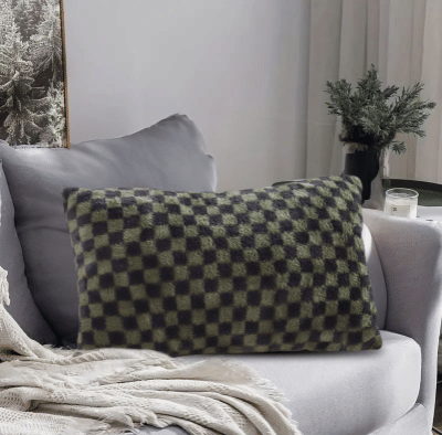 SOGA 2X 30cm Urban Light Luxury Dark Green Checkered Lumbar Throw Pillow