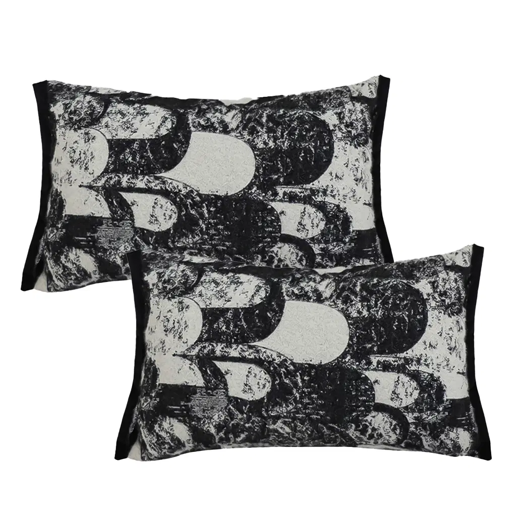 SOGA 2X 30x50cm Modern Black & White Abstract Lumbar Pillow Covers – Decorative Rectangular Throw Pillowcases for Sofa, Bed & Home Decor