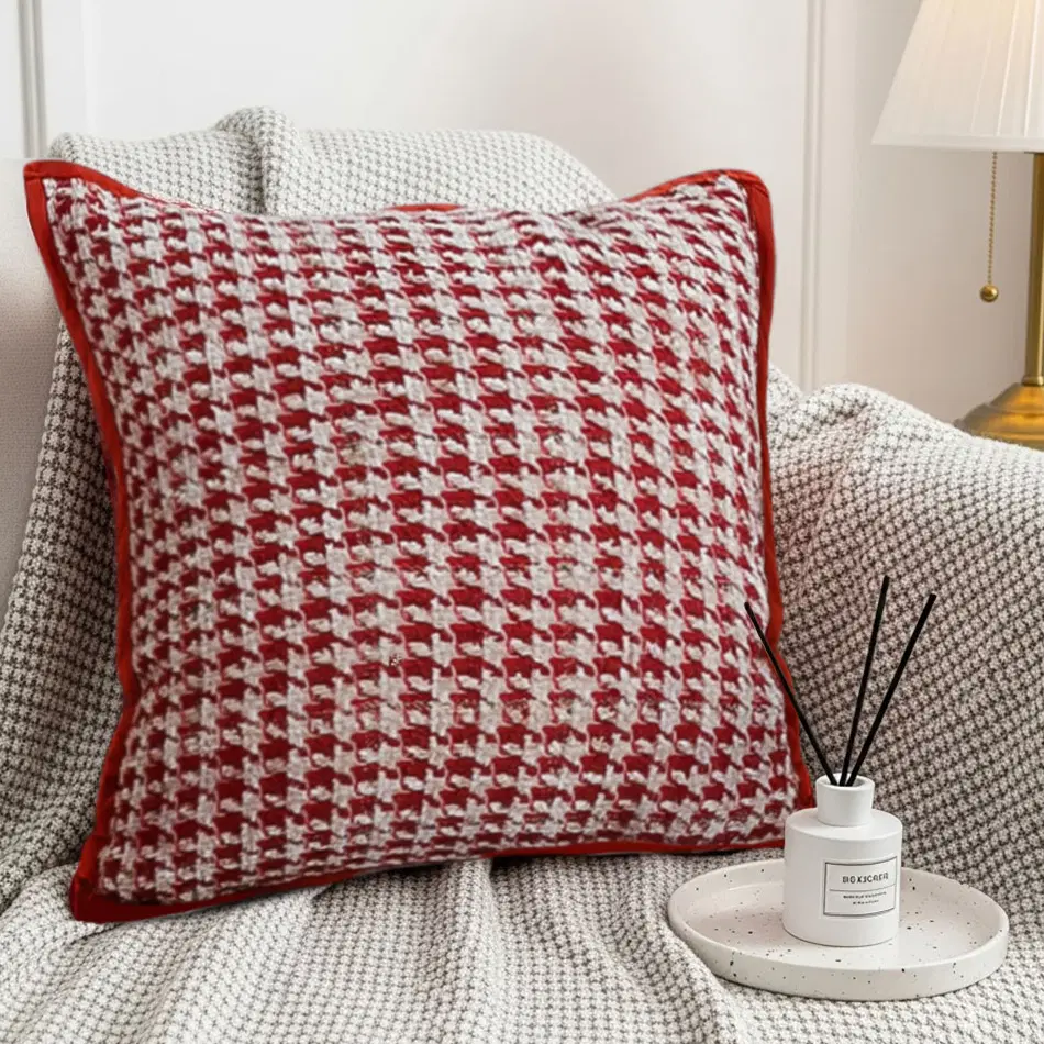 SOGA 2X 45cm Cozy Chic Houndstooth Pillow Covers – Decorative Throw Pillowcases for Sofa, Bed & Home Decor