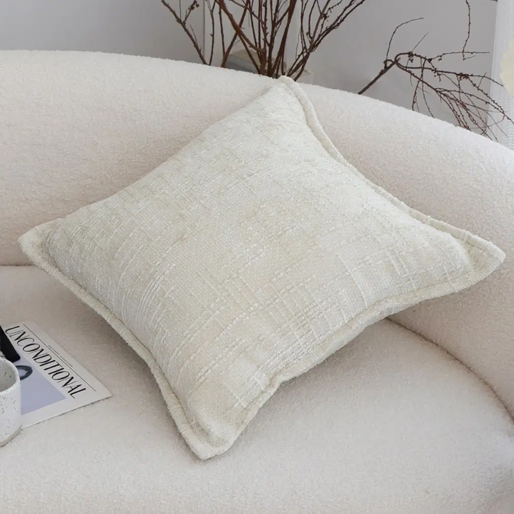 SOGA 2X 45cm Cozy Cream Textured Pillow Covers – Decorative Pillowcases for Sofa, Bed & Home Decor