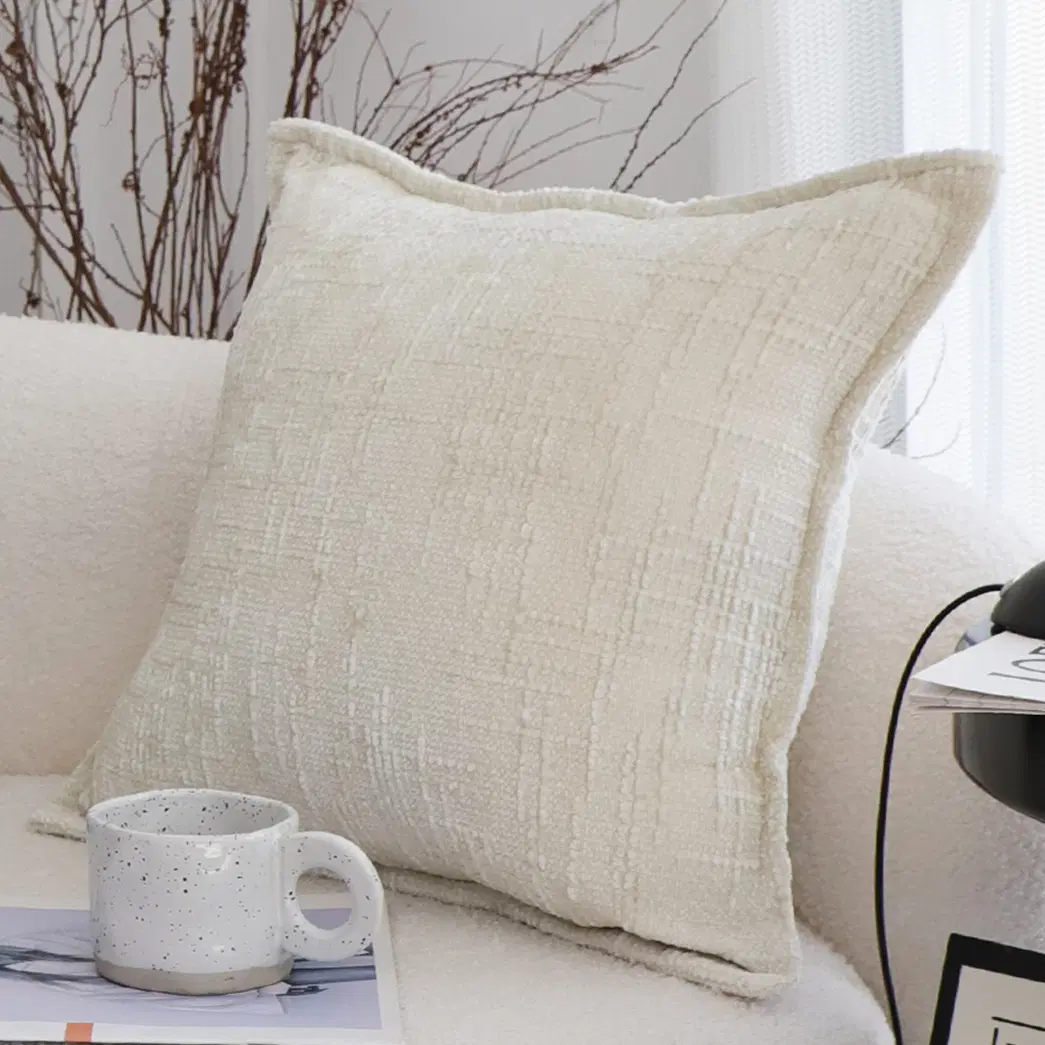 SOGA 2X 45cm Cozy Cream Textured Pillow Covers – Decorative Pillowcases for Sofa, Bed & Home Decor