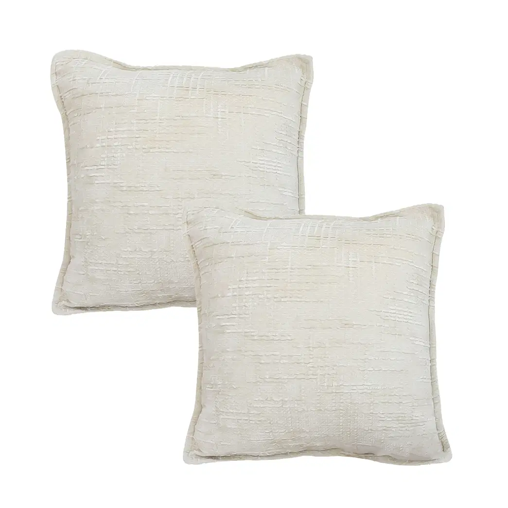 SOGA 2X 45cm Cozy Cream Textured Pillow Covers – Decorative Pillowcases for Sofa, Bed & Home Decor