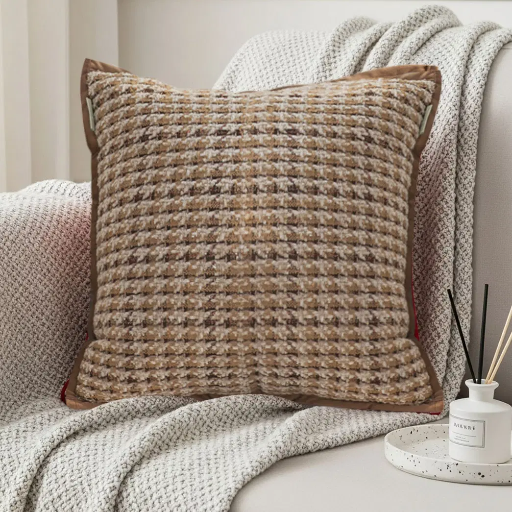 SOGA 2X 45cm Cozy Woven Brown Pillow Covers – Decorative Textured Throw Pillowcases for Sofa, Bed & Home Decor