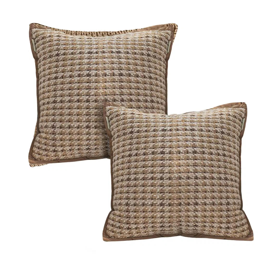 SOGA 2X 45cm Cozy Woven Brown Pillow Covers – Decorative Textured Throw Pillowcases for Sofa, Bed & Home Decor