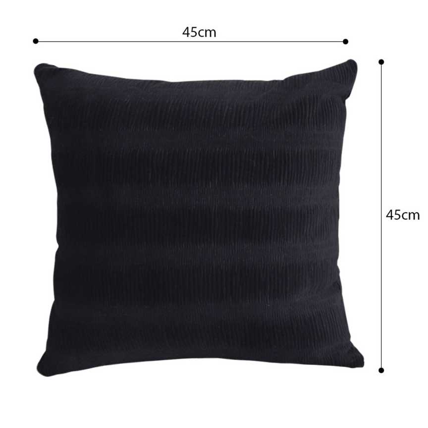 SOGA 2X 45cm Luxurious Black Velvet Decorative Pillow Covers – Soft Polyester Throw Cushion Cases for Sofa, Couch, or Bed
