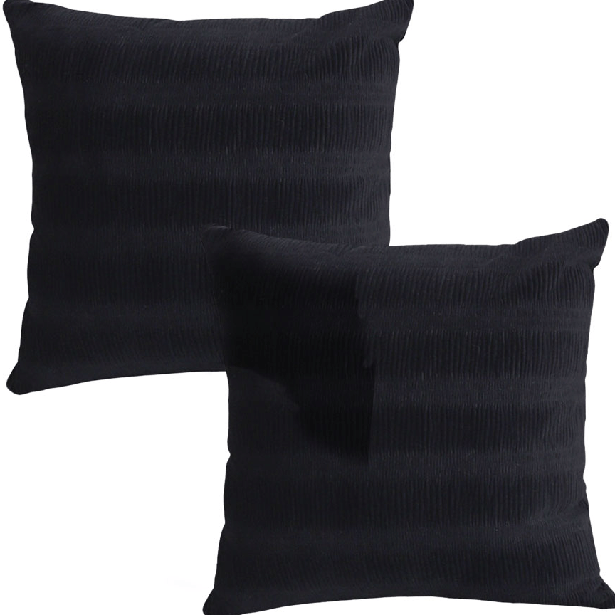SOGA 2X 45cm Luxurious Black Velvet Decorative Pillow Covers – Soft Polyester Throw Cushion Cases for Sofa, Couch, or Bed