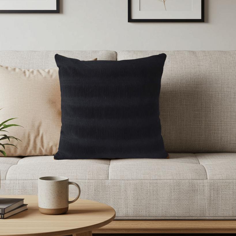 SOGA 2X 45cm Luxurious Black Velvet Decorative Pillow Covers – Soft Polyester Throw Cushion Cases for Sofa, Couch, or Bed