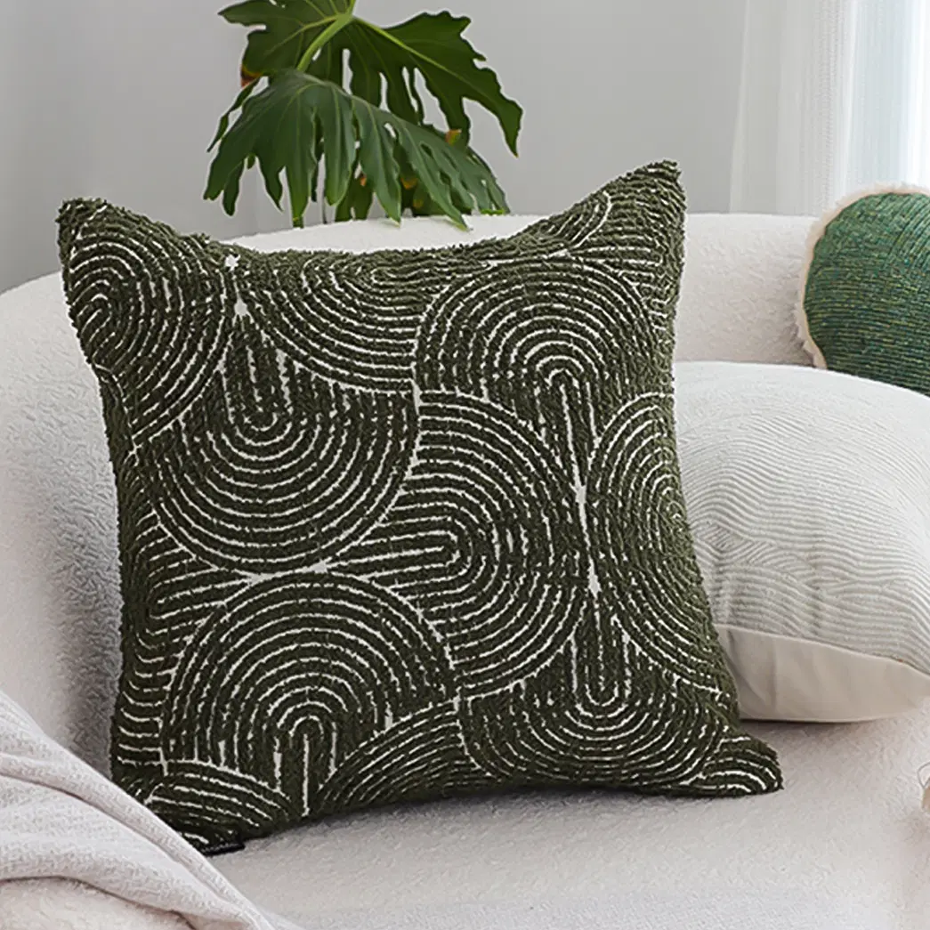 SOGA 2X 45cm Modern Boho Green Tufted Pillow Covers – Decorative Textured Throw Pillowcases for Sofa, Bed & Home Decor